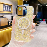 iPhone 15 Pro Cover Glitter MagSafe Guld