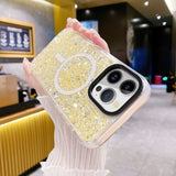 iPhone 15 Pro Cover Glitter MagSafe Guld