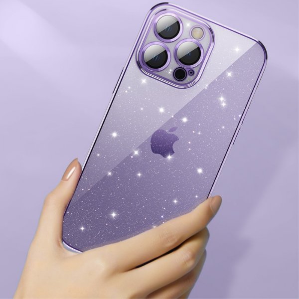 X-Level iPhone 15 Pro Cover Glitter Transparent Sort