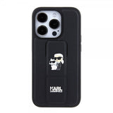 Karl Lagerfeld iPhone 15 Pro Cover Grip Stand Funktion Sort