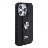 Karl Lagerfeld iPhone 15 Pro Cover Grip Stand Funktion Sort