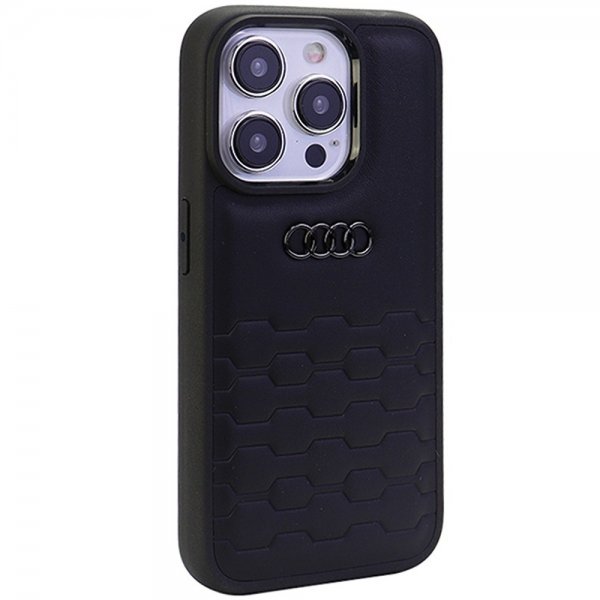 Audi iPhone 15 Pro Cover GT Synthetic Leather Sort