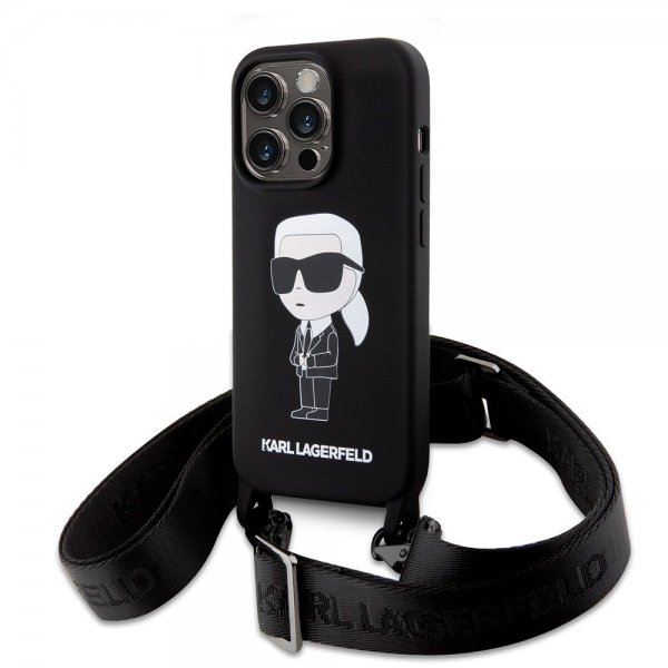 Karl Lagerfeld iPhone 15 Pro Cover Ikonik Crossbody Sort