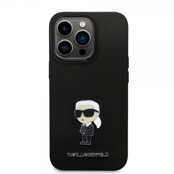 Karl Lagerfeld iPhone 15 Pro Cover Ikonik Metal Pin Sort