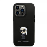 Karl Lagerfeld iPhone 15 Pro Cover Ikonik Metal Pin Sort