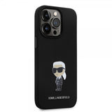 Karl Lagerfeld iPhone 15 Pro Cover Ikonik Metal Pin Sort