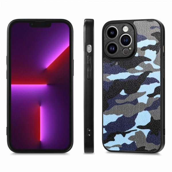 iPhone 15 Pro Cover Camouflage Blå