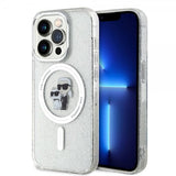 Karl Lagerfeld iPhone 15 Pro Cover Karl & Choupette Glitter MagSafe Transparent