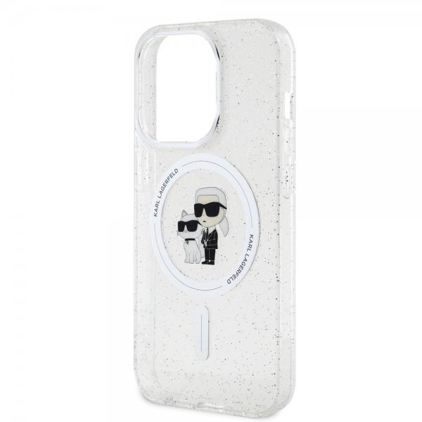 Karl Lagerfeld iPhone 15 Pro Cover Karl & Choupette Glitter MagSafe Transparent