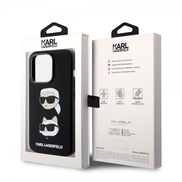 Karl Lagerfeld iPhone 15 Pro Cover Karl & Choupette Sort