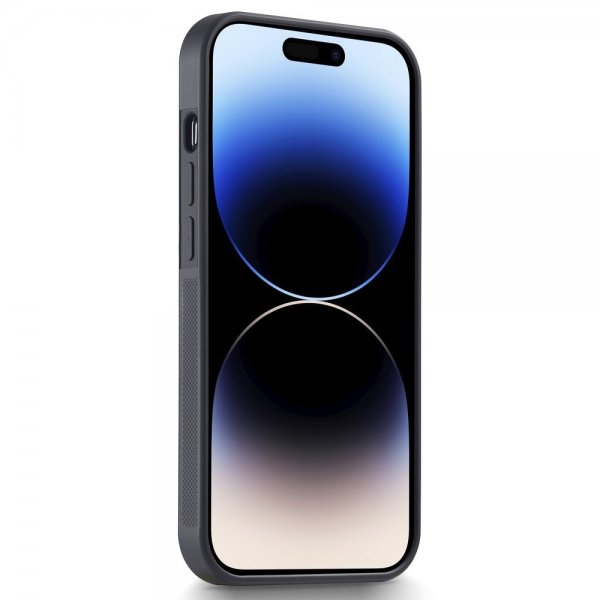 Lc.Imeeke iPhone 15 Pro Cover Kulfibertekstur Rød Stribe Sort