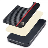 Lc.Imeeke iPhone 15 Pro Cover Kulfibertekstur Rød Stribe Sort