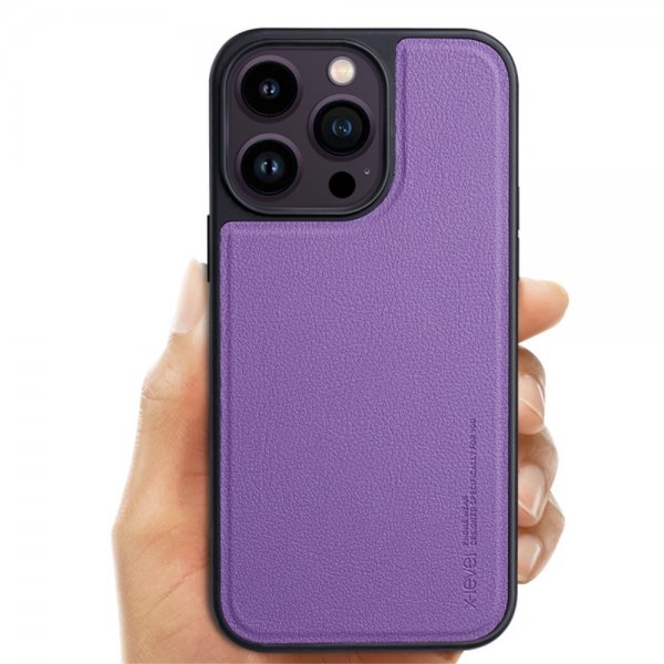 X-Level iPhone 15 Pro Cover Kunstlæder MagSafe Lilla