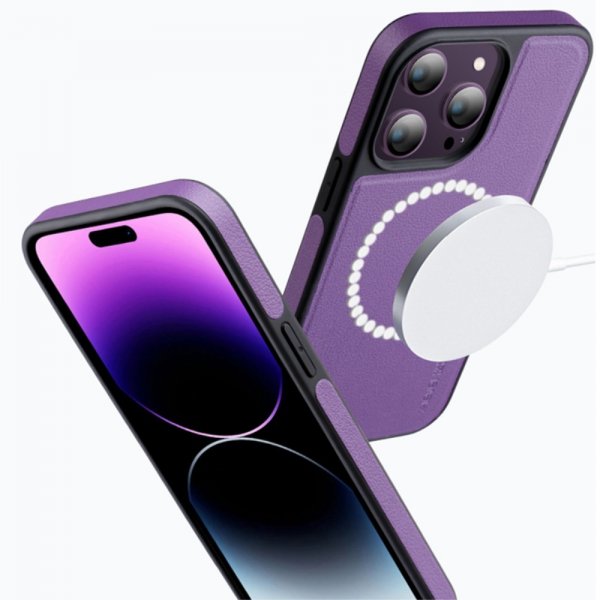 X-Level iPhone 15 Pro Cover Kunstlæder MagSafe Sort