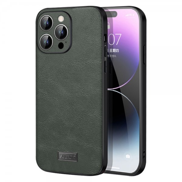 Sulada iPhone 15 Pro Cover Lædertekstur Grøn