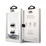 Karl Lagerfeld iPhone 15 Pro Cover Liquid Glitter Karl & Choupette Sølv