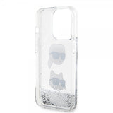 Karl Lagerfeld iPhone 15 Pro Cover Liquid Glitter Karl & Choupette Sølv