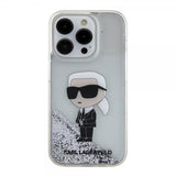 Karl Lagerfeld iPhone 15 Pro Cover Liquid Glitter NFT Karl Silver