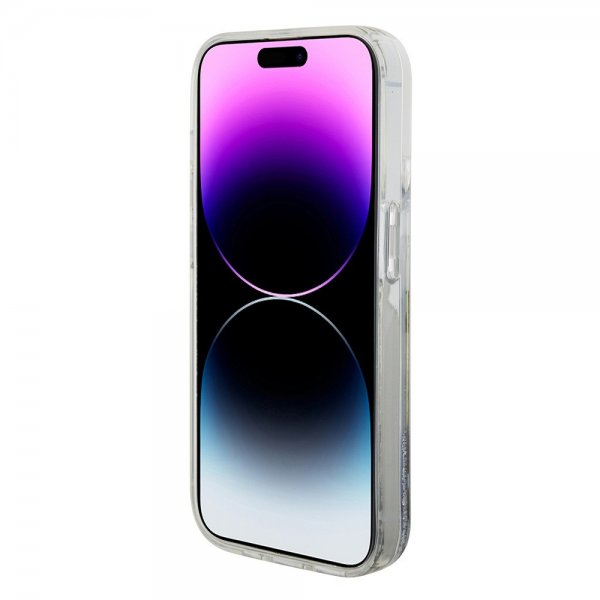 Karl Lagerfeld iPhone 15 Pro Cover Liquid Glitter NFT Karl Silver