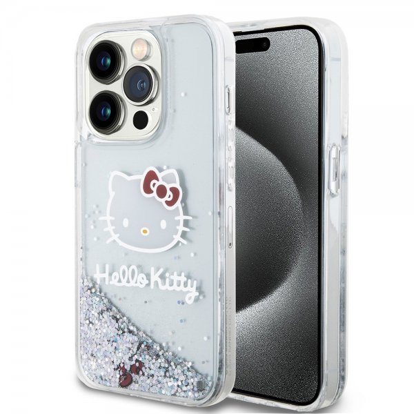Hello Kitty iPhone 15 Pro Cover Liquid Glitter Translucent