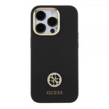 Guess iPhone 15 Pro Cover Liquid Silicone Metal Logo Sort
