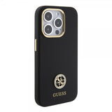 Guess iPhone 15 Pro Cover Liquid Silicone Metal Logo Sort