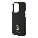 Guess iPhone 15 Pro Cover Liquid Silicone Metal Logo Sort