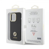 Guess iPhone 15 Pro Cover Liquid Silicone Metal Logo Sort