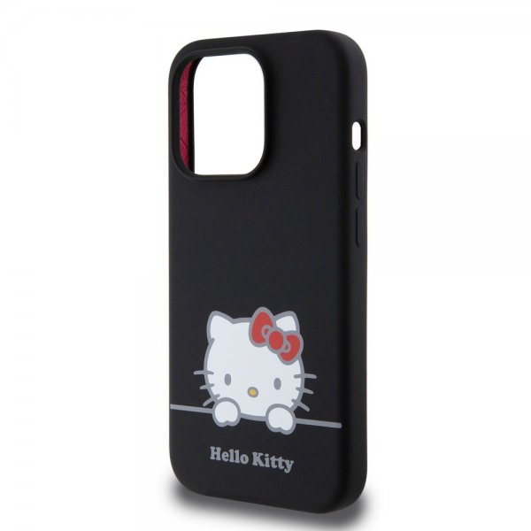 Hello Kitty iPhone 15 Pro Cover Flydende Silikone Sort