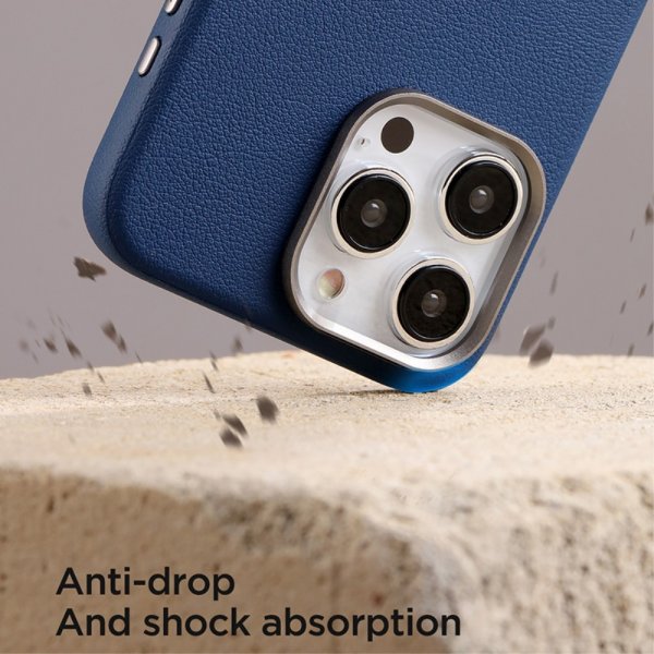 Joyroom iPhone 15 Pro Cover Litchi Pattern Series MagSafe Blå