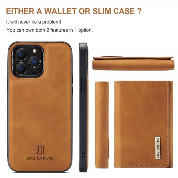 Dg.Ming iPhone 15 Pro Cover M1 Series Aftagelig Kortholder Brun