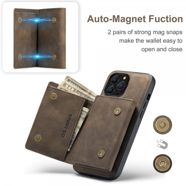 Dg.Ming iPhone 15 Pro Cover M1 Series Aftagelig Kortholder Kaffe