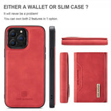 Dg.Ming iPhone 15 Pro Cover M2 Series Aftagelig Kortholder Rød