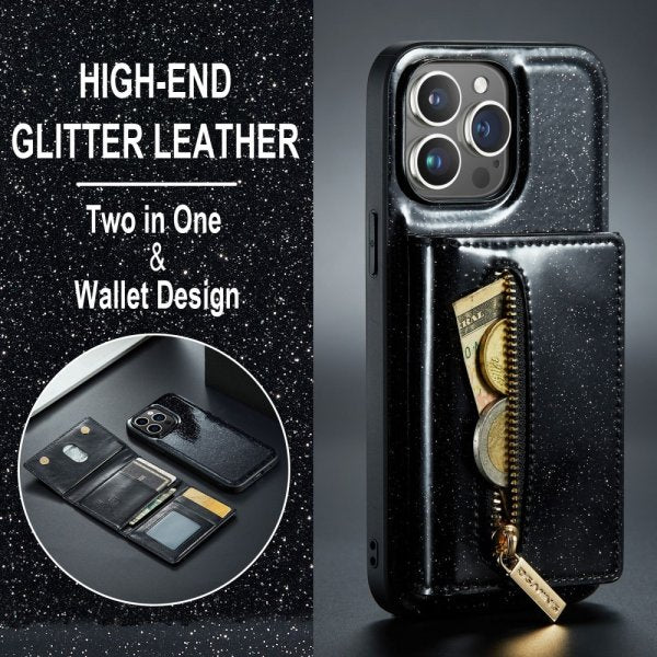 Dg.Ming iPhone 15 Pro Cover M3 Series Aftagelig Kortholder Glimmer Sort