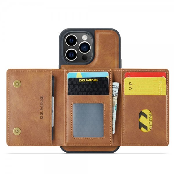 Dg.Ming iPhone 15 Pro Cover M5 Series Aftagelig Kortholder Brun