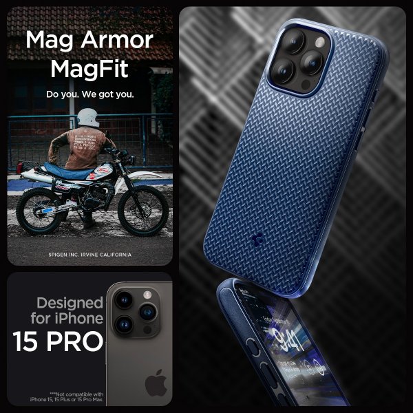 Spigen iPhone 15 Pro Cover Mag Armor MagFit Navy Blue