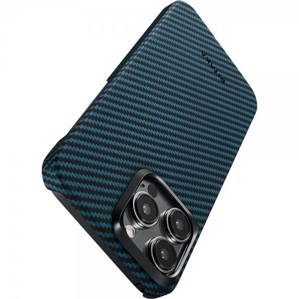 Pitaka iPhone 15 Pro Cover MagEZ Case 4 Sort/Blå Twill