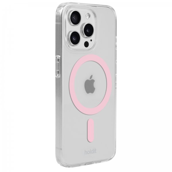 holdit iPhone 15 Pro Cover MagSafe Case Pink Transparent