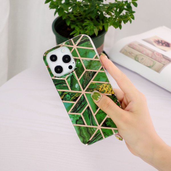 iPhone 15 Pro Cover Marmormønster Grøn