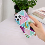 iPhone 15 Pro Cover Marmormønster Grøn Lilla