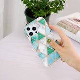 iPhone 15 Pro Cover Marmormønster Grøn Hvid