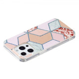 iPhone 15 Pro Cover Marmormønster Rød Pink
