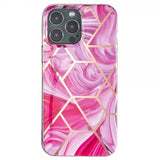 iPhone 15 Pro Cover Marmor Mønster Rosa Rød