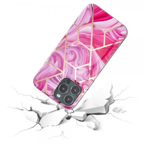 iPhone 15 Pro Cover Marmor Mønster Rosa Rød