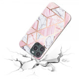 iPhone 15 Pro Cover Marmormønster Hvid Rosa
