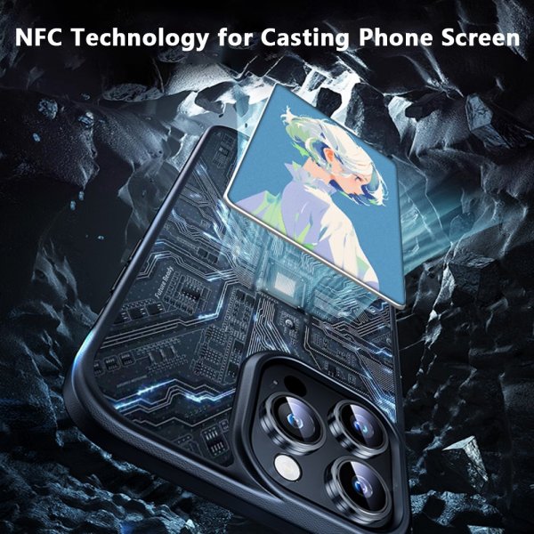 iPhone 15 Pro Cover med Indbygget Display E Ink Case Hvid