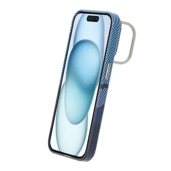 iPhone 15 Pro Cover Udklappeligt Stativ MagSafe Blå