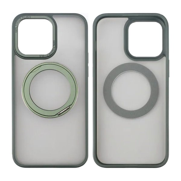 Rvelon iPhone 15 Pro Cover Roterbart MagSafe Stativ Grøn