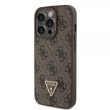 Guess iPhone 15 Pro Cover Metal Logo Rhinsten Crossbody Rem Brun