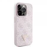 Guess iPhone 15 Pro Cover Metal Logo Rhinestone Crossbody Rem Rosa